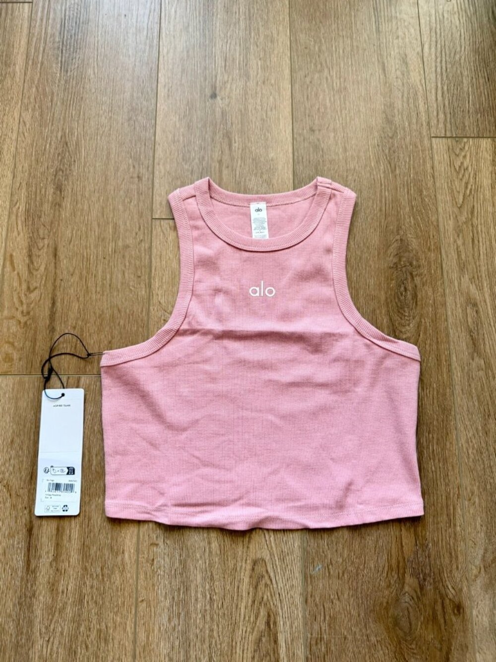 ALO Yoga Pink Ribbed Crop Tank Top